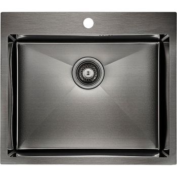 Кухонная мойка Paulmark Kroner 59 PM215951-GM Вороненая сталь — фото 1, Кухонные мойки
