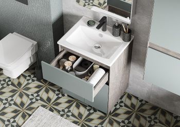 Тумба под раковину Aquaton Форест 60 1A278201FR9C0 Дуб рошелье Сумеречный голубой — фото 7, Тумбы под раковину