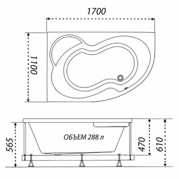 Акриловая ванна Triton Мари 170х110 R Щ0000046124 без гидромассажа — фото 7, Акриловые ванны