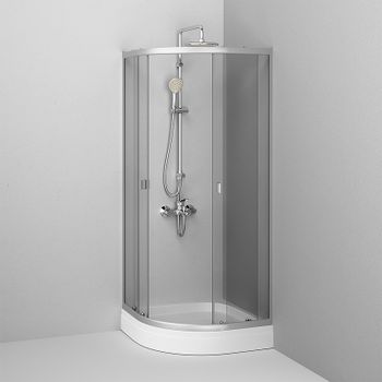 Душевой уголок AM.PM X-Joy Twin Slide 80х80 W88G-205-080MT64 профиль Хром матовый стекло прозрачное — фото 4, Душевые уголки четверть круга