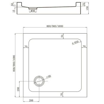 Акриловый поддон для душа Veconi Tezeo TZ-52 90x90 TZ52-90-C5 Белый — фото 2, Акриловые душевые поддоны