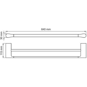 Полотенцедержатель WasserKRAFT Elbе K-7240 двойной Черный матовый — фото 3, Полотенцедержатели