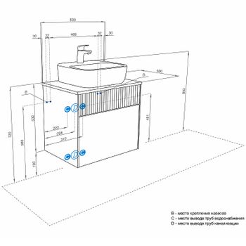 Тумба под раковину Aquaton Марбл 60 1A276101MH4C0 подвесная Слэйт Белый матовый — фото 16, Тумбы под раковину