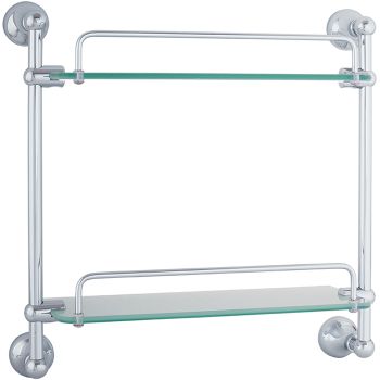 Стеклянная полка Veragio Gialetta VR.GIL-6412.CR двойная Хром — фото 1, Полки для ванной и душа