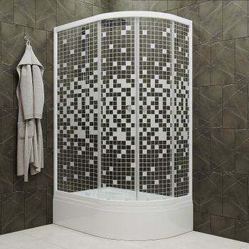 Душевой уголок Triton Коралл 120х80 В L Щ0000061782 профиль Белый стекло прозрачное с узором — фото 2, Асимметричные душевые уголки