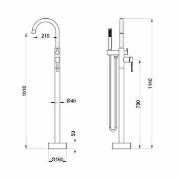 Смеситель для ванны Orange Steel M99-336ni Сталь — фото 10, Смесители напольные