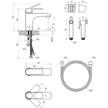Смеситель для раковины Ravak Flat FL 112.20BL X070439 с гигиеническим душем Черный матовый — фото 2, Смесители для раковины