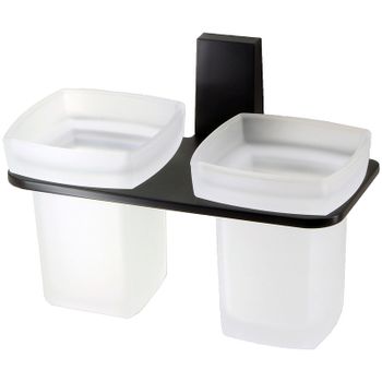 Стакан для зубных щеток WasserKRAFT Abens K-3228D двойной Черный матовый — фото 1, Стаканы для зубных щеток