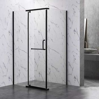 Душевой уголок Veconi Rovigo RV-19B 100х80 RV19B-10080-01-C6 профиль Черный матовый стекло прозрачное — фото 1, Прямоугольные душевые уголки