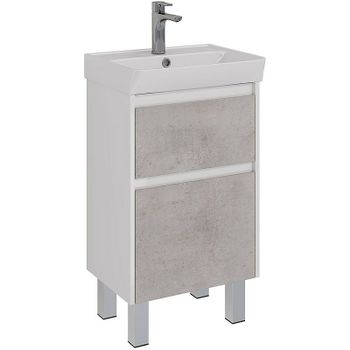 Тумба под раковину Lemark Combi 50 LM03C50T-Beton подвесная Бетон Белый глянец — фото 5, Тумбы под раковину