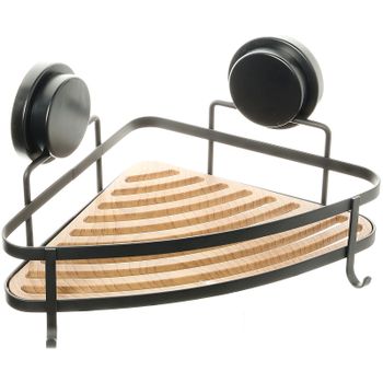 Полка корзина Fixsen Magic Wood FX-920B-1 угловая Черная матовая Дерево — фото 1, Полки для ванной и душа