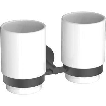 Стакан для зубных щеток Aquatek Бетта AQ4617MB двойной Черный матовый — фото 1, Стаканы для зубных щеток