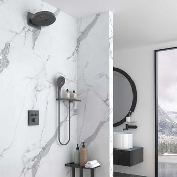 Душевая система Vincea Inspire VSFW-3I21MT1RGM с термостатом Вороненая сталь — фото 2, Встраиваемые душевые комплекты