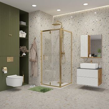 Душевой уголок Niagara Nova 90х90 NG-43-9AG-A90G профиль Холодное золото стекло прозрачное — фото 1, Квадратные душевые уголки