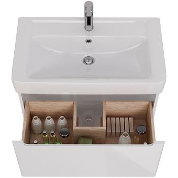 Тумба под раковину Lemark Buno Mini 80 LM05BM80T подвесная Белый глянец — фото 4, Тумбы под раковину