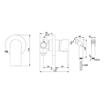 Гигиенический душ со смесителем Damixa Apollo 477510300 Черный матовый — фото 4, Гигиенические души