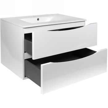 Тумба с раковиной Bond Wave 80 T01800-S05W подвесная Белая глянцевая — фото 4, Тумбы с раковиной