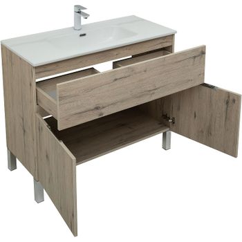 Тумба под раковину Aquanet Алвита New 100 277557 Дуб Веллингтон — фото 7, Тумбы под раковину