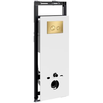 Инсталляция WasserKRAFT Salm 27TLT.010.ME.WH.MG01 для унитаза Белое стекло с клавишей смыва Золото матовое — фото 2, Инсталляции для унитазов