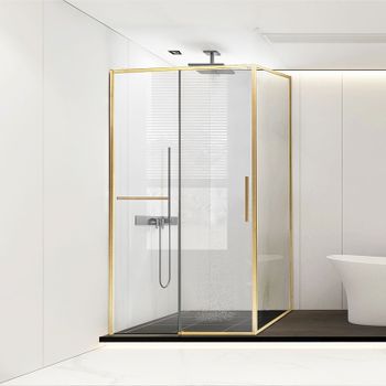 Душевой уголок Vincea Slim Soft 130x80 VSR-1SS8013CLG профиль Брашированное золото стекло прозрачное — фото 1, Прямоугольные душевые уголки