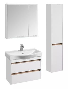 Зеркальный шкаф Aquaton Нортон 80 1A249202NT010 Белый глянец — фото 3, Зеркальные шкафы в ванную