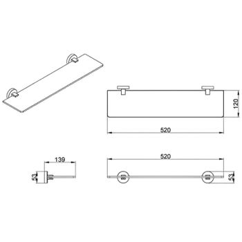 Стеклянная полка Azario Nessy AZ-73103 Хром — фото 2, Полки для ванной и душа