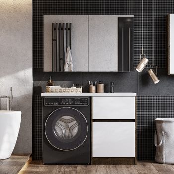 Тумба под раковину Aquaton Лондри 120 1A266901LHDR0 Дуб Рустикальный без фасада — фото 9, Тумбы под раковину