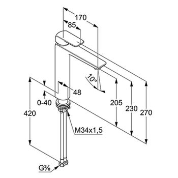 Смеситель для раковины Kludi Ameo 412960575 Хром — фото 4, Смесители для раковины