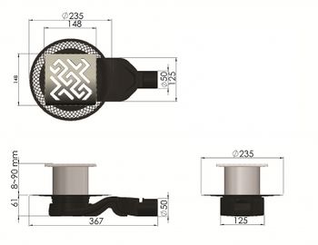 Душевой трап Berges Platz Antik 150x150 090161 с решеткой Хром матовый — фото 6, Трапы для душа