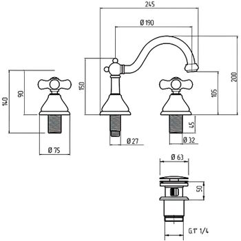 Смеситель для раковины Migliore Provance 19483 Золото — фото 2, Смесители для раковины