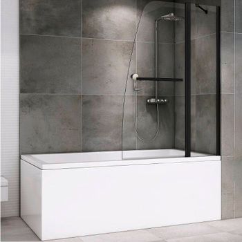 Шторка на ванну Abber Ewiges Wasser AG50100B профиль Черный стекло прозрачное — фото 1, Шторки для ванной распашные