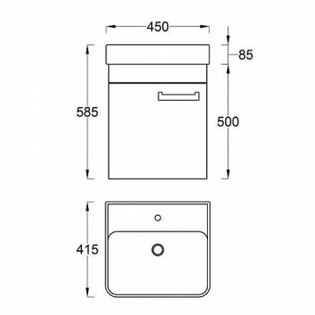 Тумба с раковиной Veedi Compact Line 45 14000012 подвесная Желтая Белая — фото 7, Тумбы с раковиной