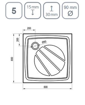 Душевой поддон из искусственного камня Ravak Perseus Pro 80х80 XA034401010WM Белый матовый — фото 5, Душевые поддоны из искусственного камня