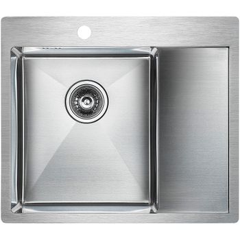 Кухонная мойка Paulmark Kroner 59F PM225951-BSL Брашированная сталь — фото 1, Кухонные мойки