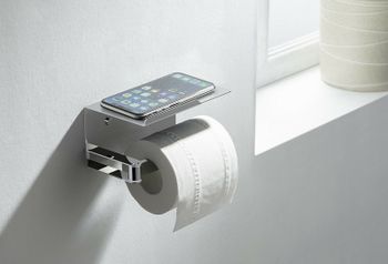 Держатель туалетной бумаги Schein 9356CH с полкой Хром — фото 2, Держатели туалетной бумаги