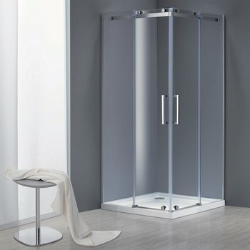 Душевой уголок Grossman GR-1100 100x100 профиль Хром стекло прозрачное — фото 1, Квадратные душевые уголки