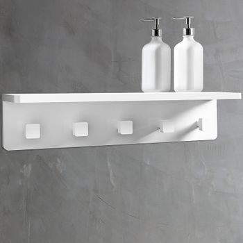 Вешалка для полотенец Abber Stein AS1651 с полкой Белая — фото 1, Крючки для полотенец