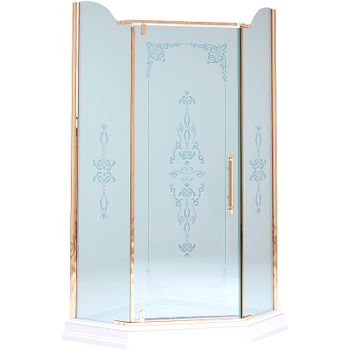 Душевой уголок Migliore Diadema Penta 90x90 24169 профиль Бронза стекло матовое с декором — фото 1, Душевые уголки трапеция