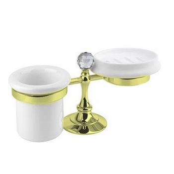 Стакан и мыльница Cezares OLIMP-STT-03/24-Sw Золото Белая — фото 1, Мыльницы