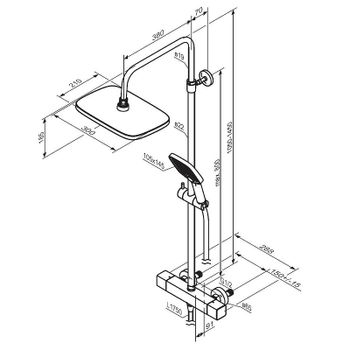 Душевая система Damixa Gala 953800300 с термостатом Черная матовая — фото 7, Душевые стойки