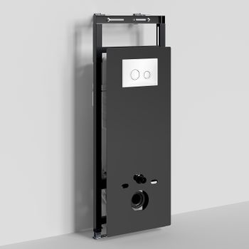 Инсталляция WasserKRAFT Salm 27TLT.010.ME.BL.WH01 для унитаза Черное стекло с Белой клавишей смыва — фото 1, Инсталляции для унитазов