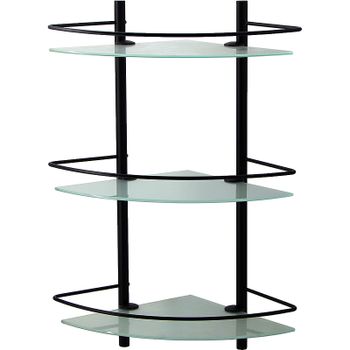 Стеклянная полка WasserKRAFT K-3133B угловая Черная — фото 1, Полки для ванной и душа