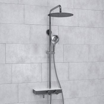 Душевая система WasserKRAFT A113.116.101.CH Thermo с термостатом Хром Белая — фото 8, Душевые стойки