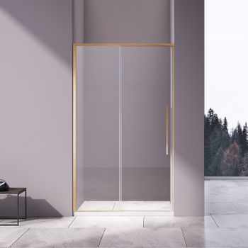 Душевая дверь Vincea Slim-N 110 VDS-4SN110CLG профиль Брашированное золото стекло прозрачное — фото 1, Раздвижные душевые двери
