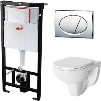 Комплект унитаза Damixa Jupiter DX77C1738SC с инсталляцией Alcaplast Sadromodul AM101/1120-3:1 RU M71-0001 с сиденьем Микролифт и клавишей смыва Хром — фото 1, Комплекты унитаз + инсталляция