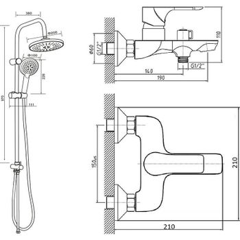 Душевая система Orange Aristo M19-932b Черная — фото 13, Душевые стойки