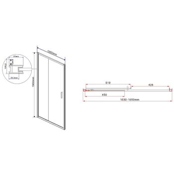 Душевая дверь Vincea Garda 105 VDS-1G105CLGM профиль Вороненая сталь стекло прозрачное — фото 6, Раздвижные душевые двери