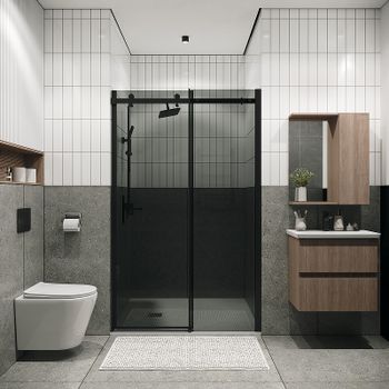 Душевая дверь Grossman Classic 130 100.K33.04.130.21.10 профиль Черный матовый стекло тонированное — фото 5, Раздвижные душевые двери