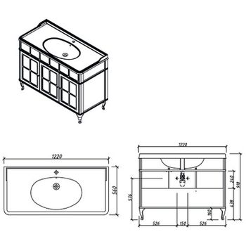 Тумба под раковину Caprigo Borgo 120 33425-B231 Белая матовая — фото 5, Тумбы под раковину