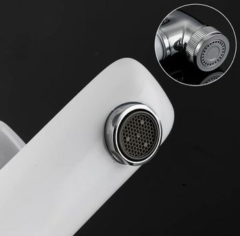 Смеситель для раковины Gappo G48 G1048-1 с гигиеническим душем Белый Хром — фото 5, Смесители для раковины